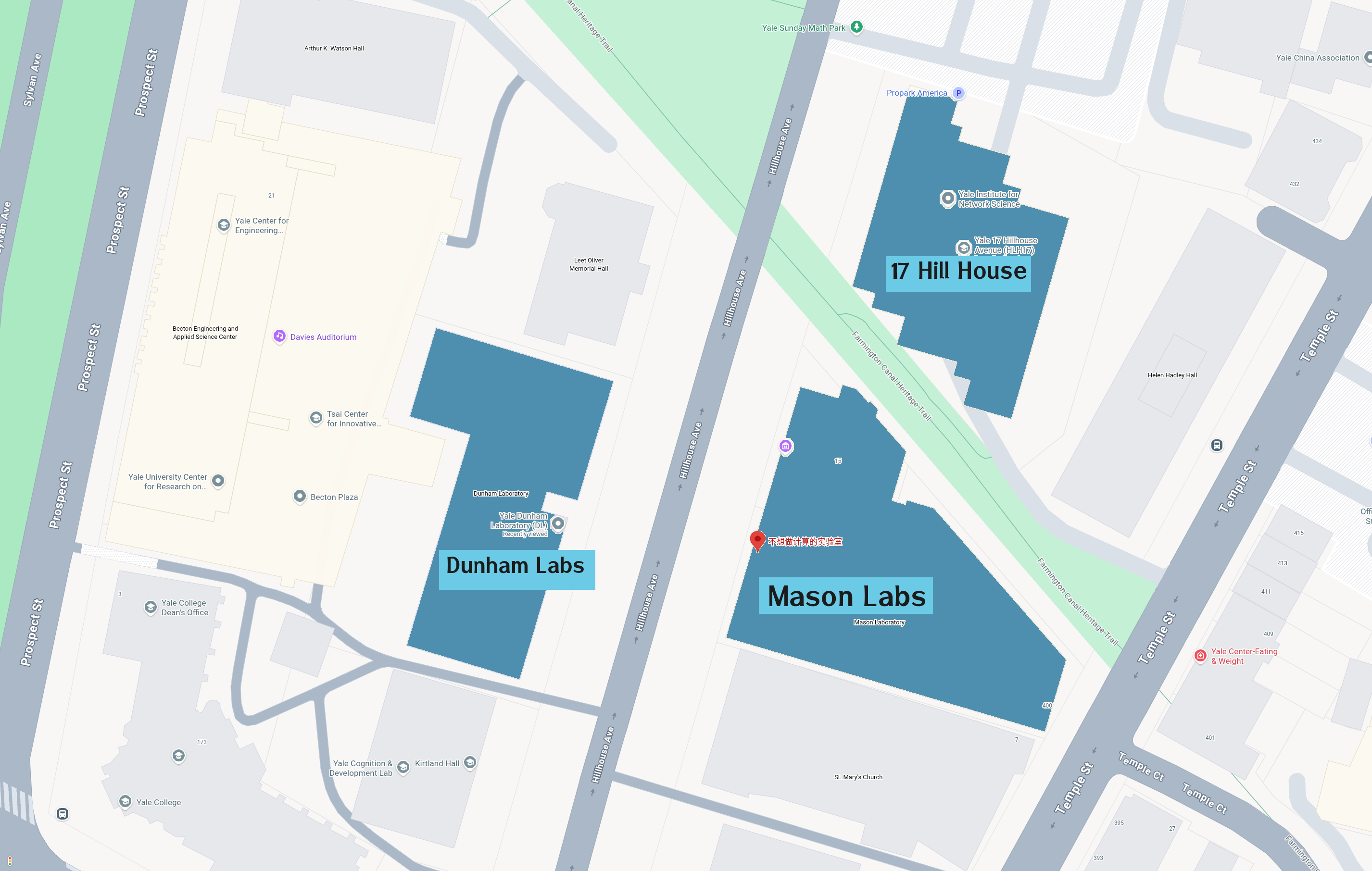 Building Locations on Hillhouse Avenue